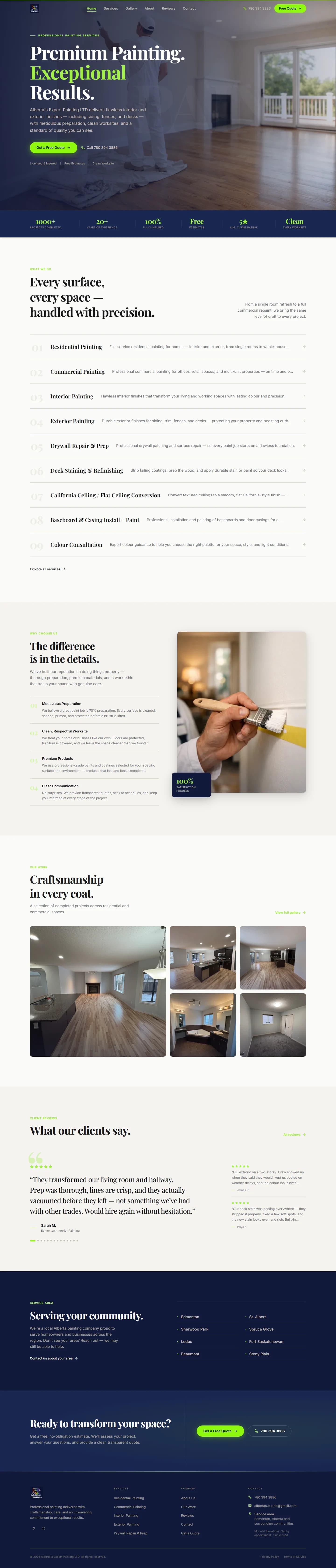 Alberta's Expert Painting homepage — desktop