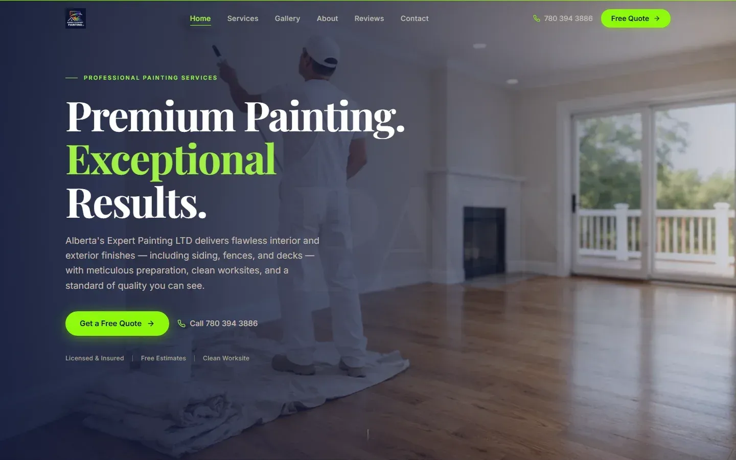 Alberta's Expert Painting homepage on laptop
