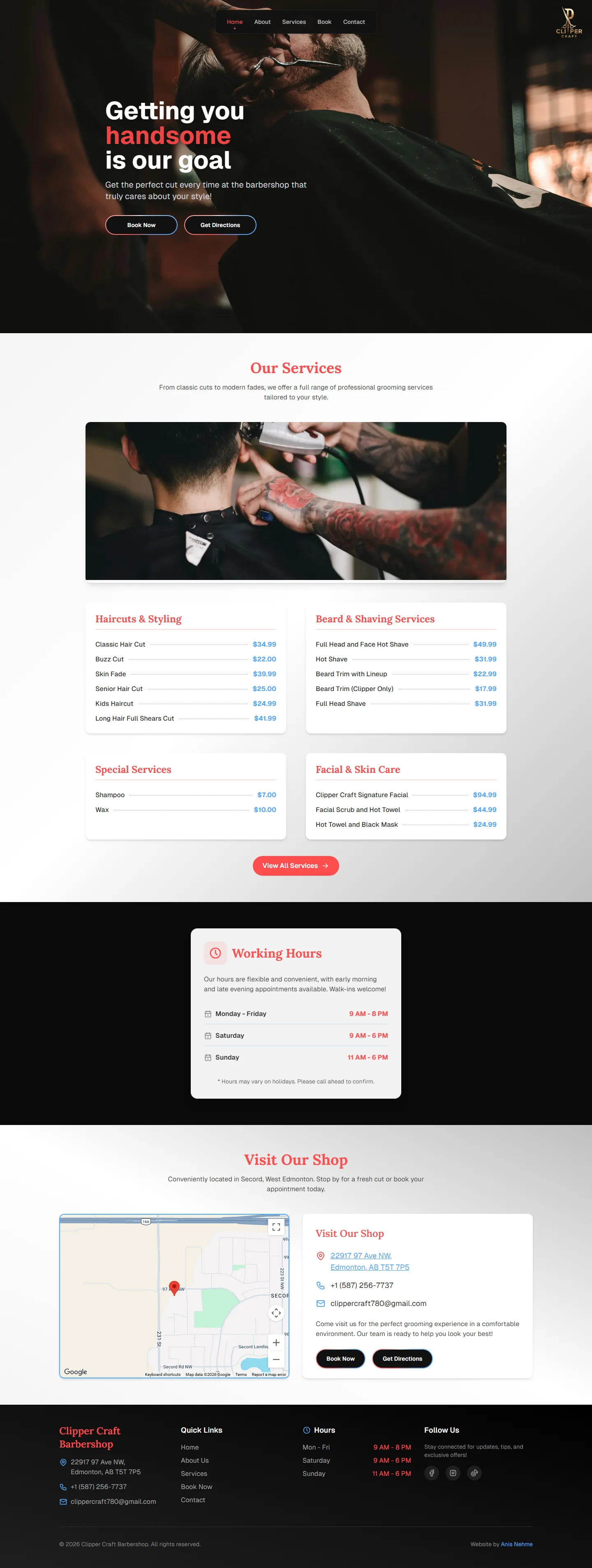 Clipper Craft homepage on desktop