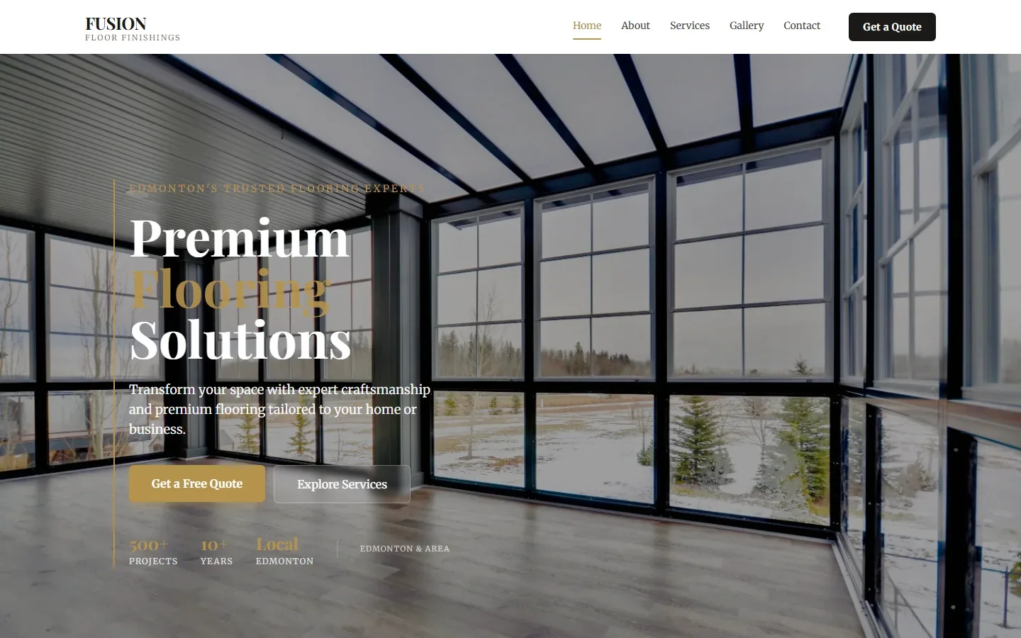 Fusion Floor Finishings homepage on laptop