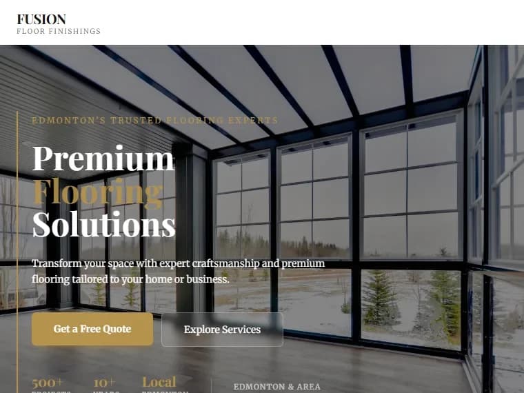 Fusion Floor Finishings homepage on tablet